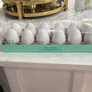 Rae Dunn White Scripted Farmhouse Easter Egg Set